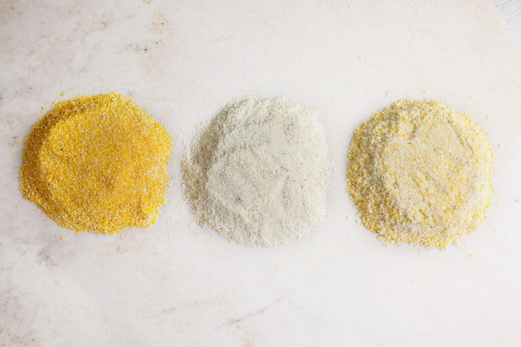 Three types of corn flour